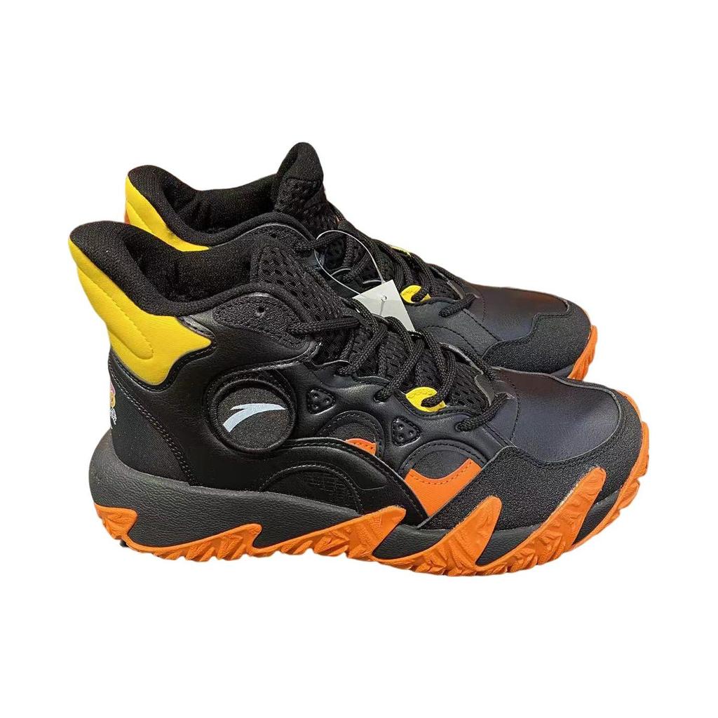 Anta Naruto X  Collaboration Fleece Non-Slip Wear-Resistant Mid-Top Basketball Shoes Men Sneakers Black Orange 112141627-1