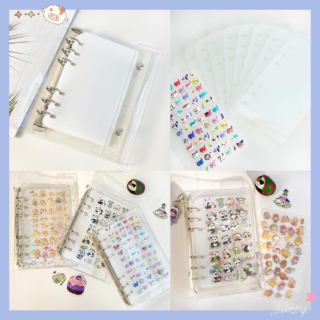 GOKEI Sticker Album A6 X Sticker Sheets X Includes Removable Clear Plastic Notebook for with Clear [Binder 1, 10] Dividers, Palm-sized Binder-type