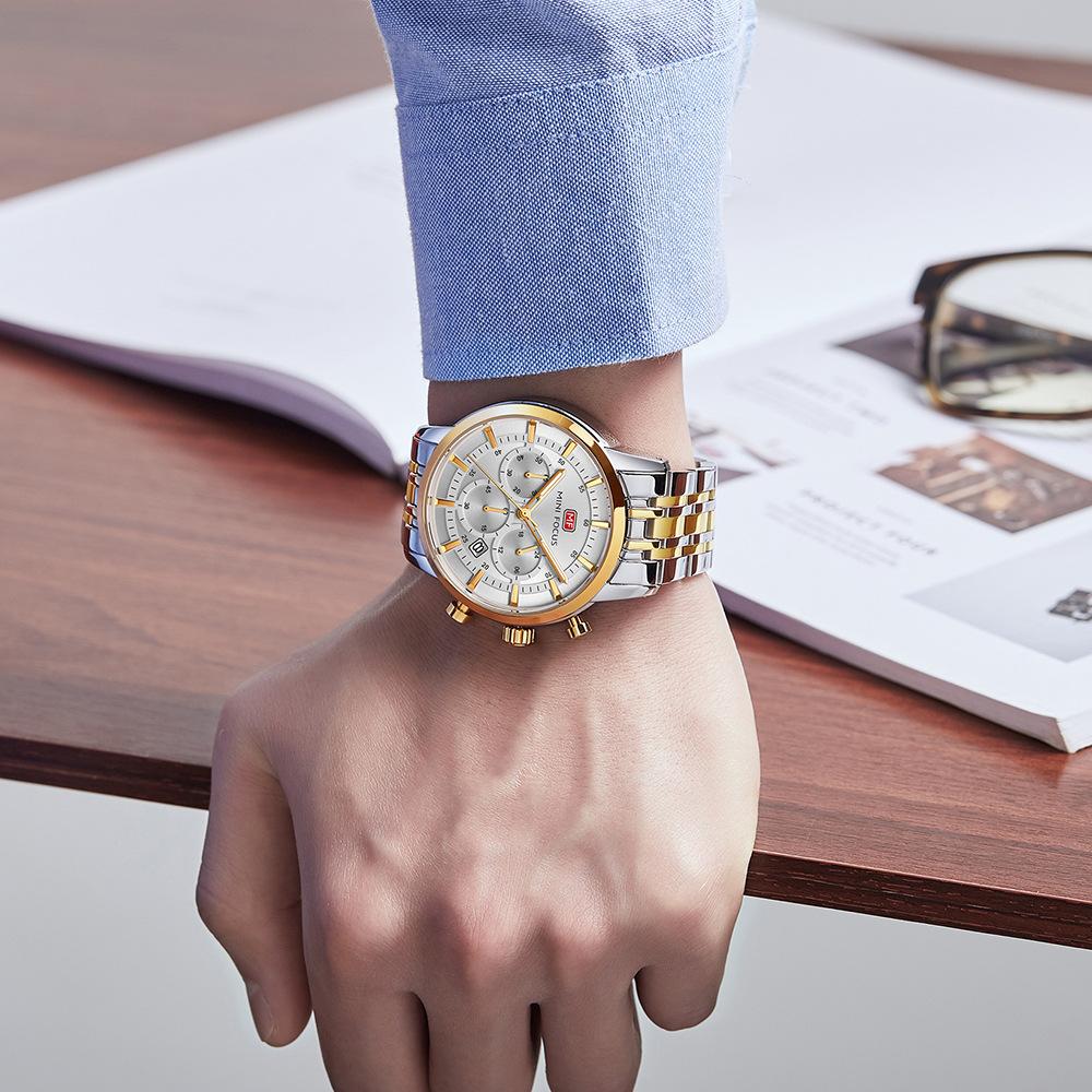 Business Men's Watch Fashionable Large Dial Luminous Quartz Watch Waterproof Steel Strap Men's Watch