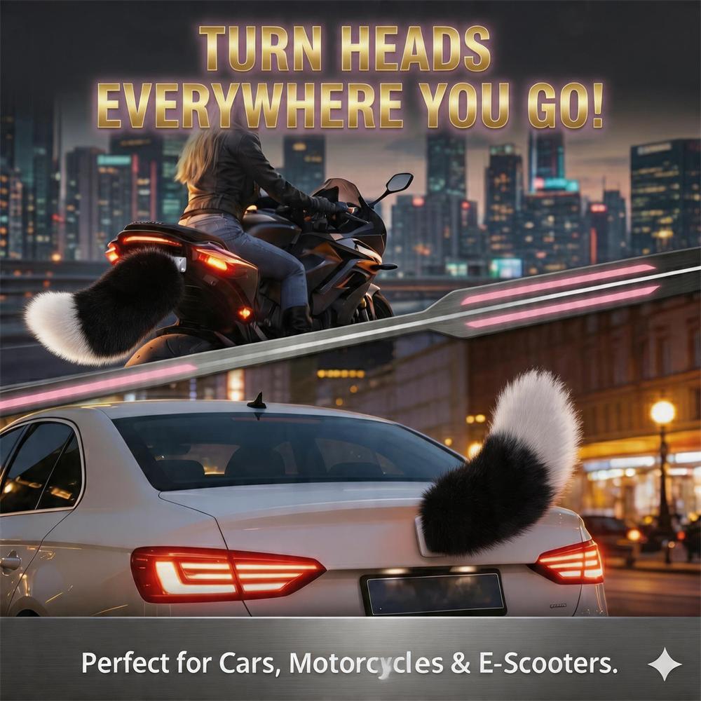 Electric FOX Tail Motorcycles Decorations Anime Decor 3D Plush Electric Touch Sensor Scooter Accessories Wagging Tail for Car