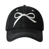 Bow embroidered denim baseball cap girlish feeling cute cap wide brim show face small fashion versatile