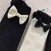 Embroidered Bow Socks Medium Tube Socks Cotton Spring And Autumn White Black Stacking Socks Mesh Stockings