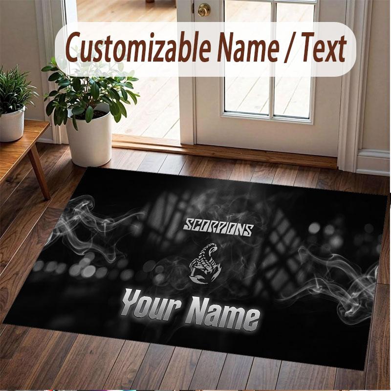Custom Rug Scorpions Pattern Print Name Text Soft Non‑Slip Floor Carpet for Home Indoor Decoration