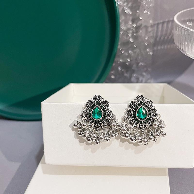 Vintage Fringed Bohemian Stitching Stud Earrings Round Exotic Earrings For Women