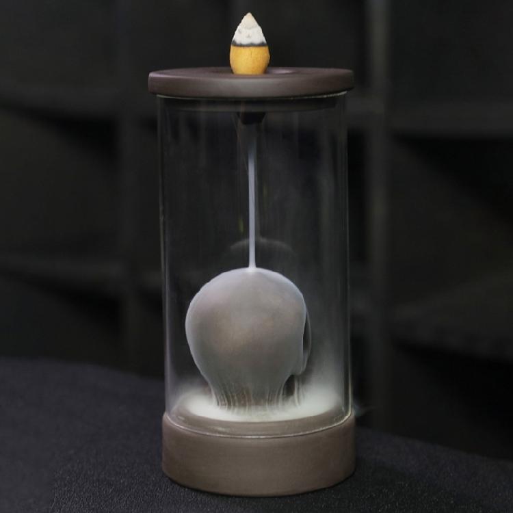 Windproof Lampshade LED Skull Ceramics Incenses Burners Waterfall Backflow Incenses Cones Holders for Home Decoration