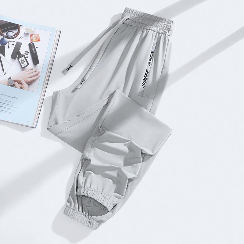 Men's Thin Ice Silk Summer Sun Protection Joggers - Breathable, Quick-Drying Outdoor Sports Pants for Running