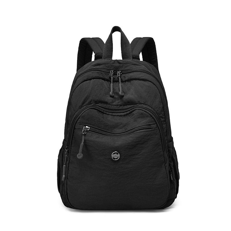

Women s Solid Color Backpack Multi-Layer Nylon Bag Large Capacity Travel Backpack чорний