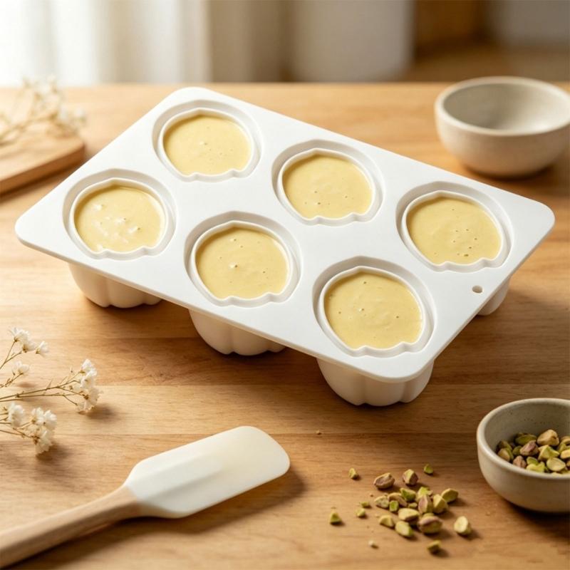 Chocolate Treat Tray with 6 Nut Shell Cavities, Flexible Baking Form for Table Service, Dessert Display, Daily Use, and Creative Serving Presentation