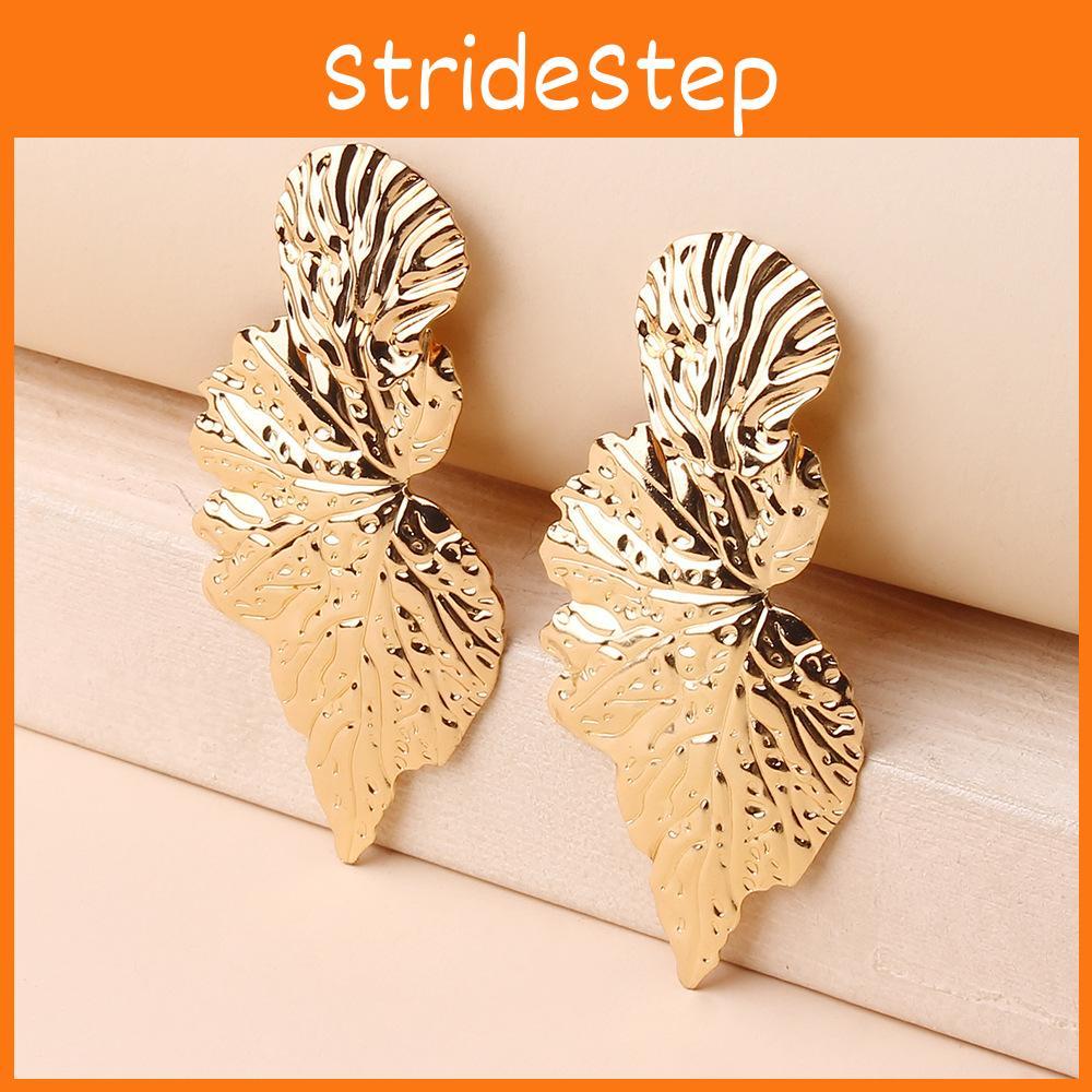 Earrings Leaf Metal With Gold Coating And Bold Design For Gift And Wedding