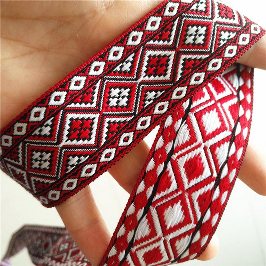 2M Colorful Jacquard Ribbon Trim Embroidered Lace Fabric Decoration Accessories