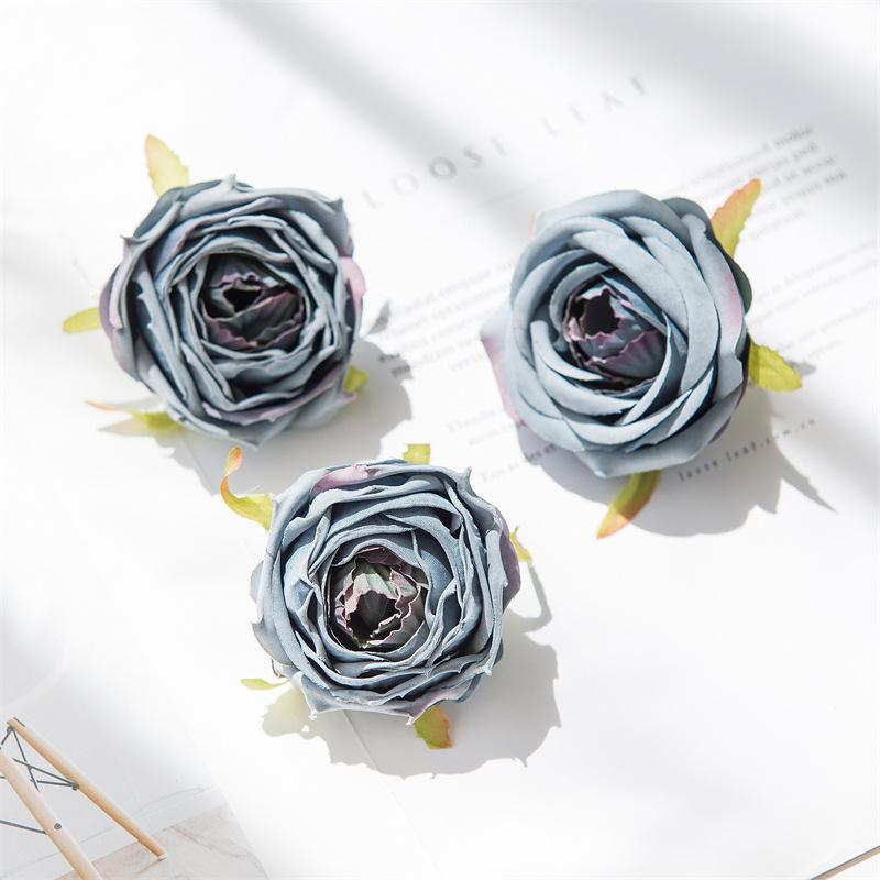 Große gerollte Kanten Rosenkopf Handgemacht DIY Künstliche Rosen Blumen Schößchen Hochzeitsblume Künstliche Requisiten Dekoration Kunstblumen