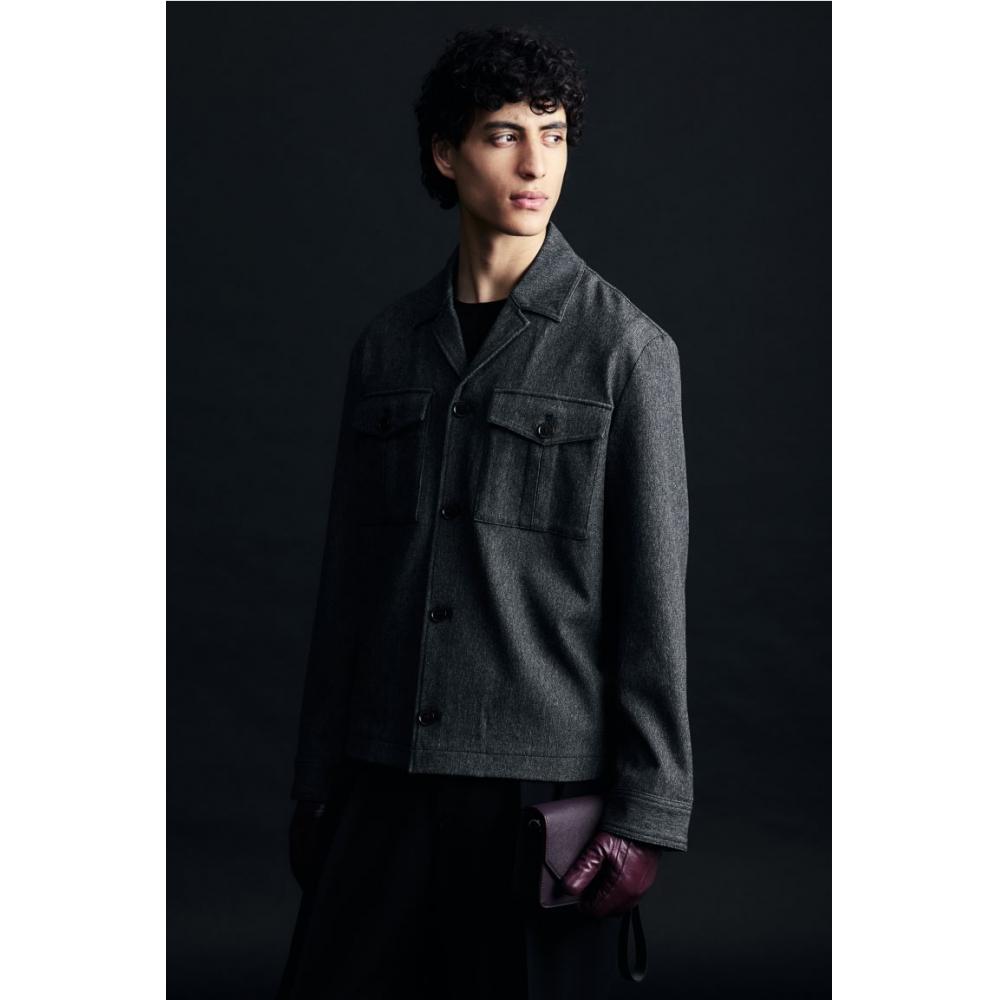 

H M Regular Fit Twill sHirt Jacket Dark Grey S