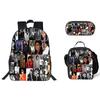 Student Backpack Lunch Bag Pencil Case 3-Piece Set, Waterproof Durable Large Capacity, MJ Pattern, Kids School Bag Set