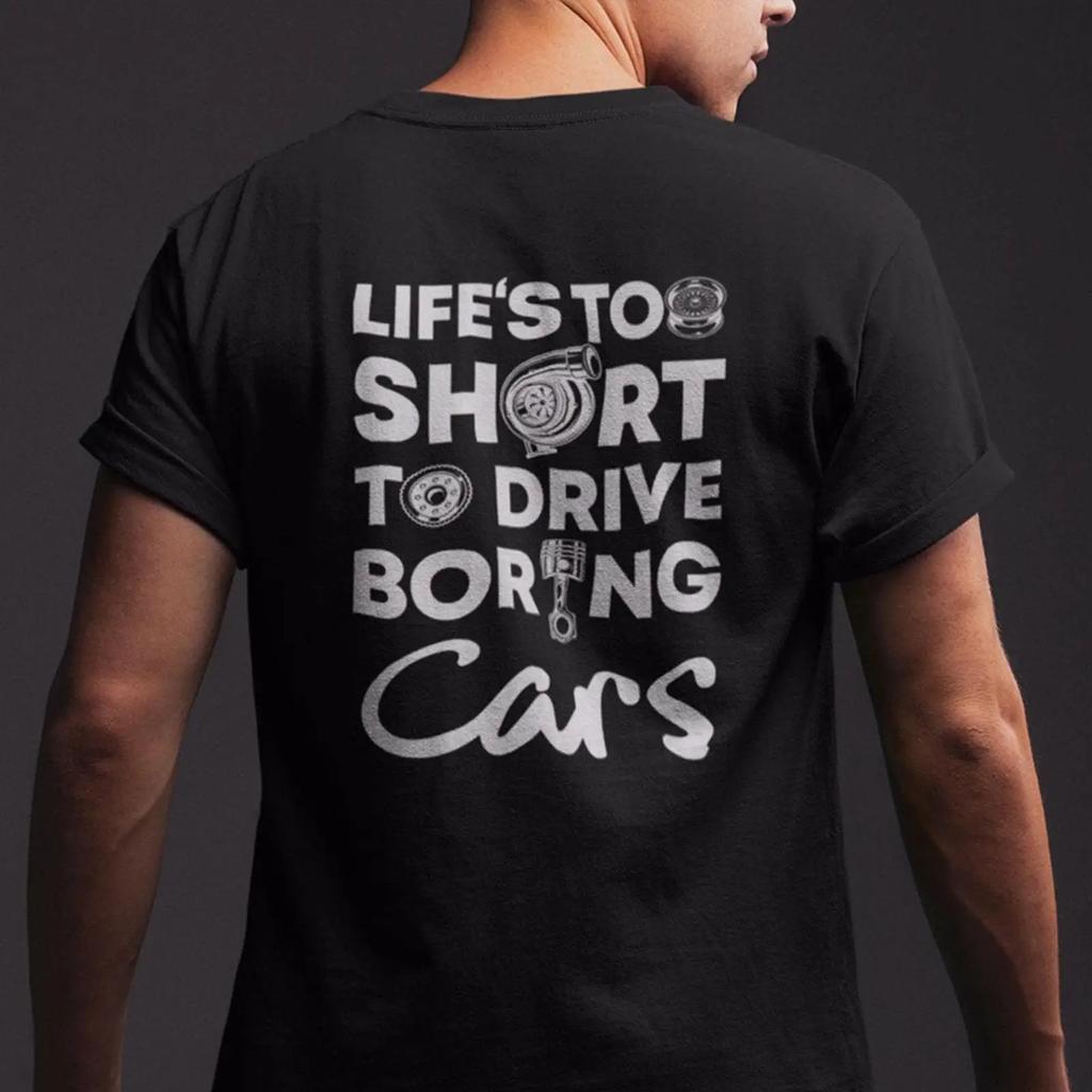 Car Guy T Shirt Life Is Too Short Enthusiast Vintage Stylish Versatile Top For Everyday Wear Slightly Fashion