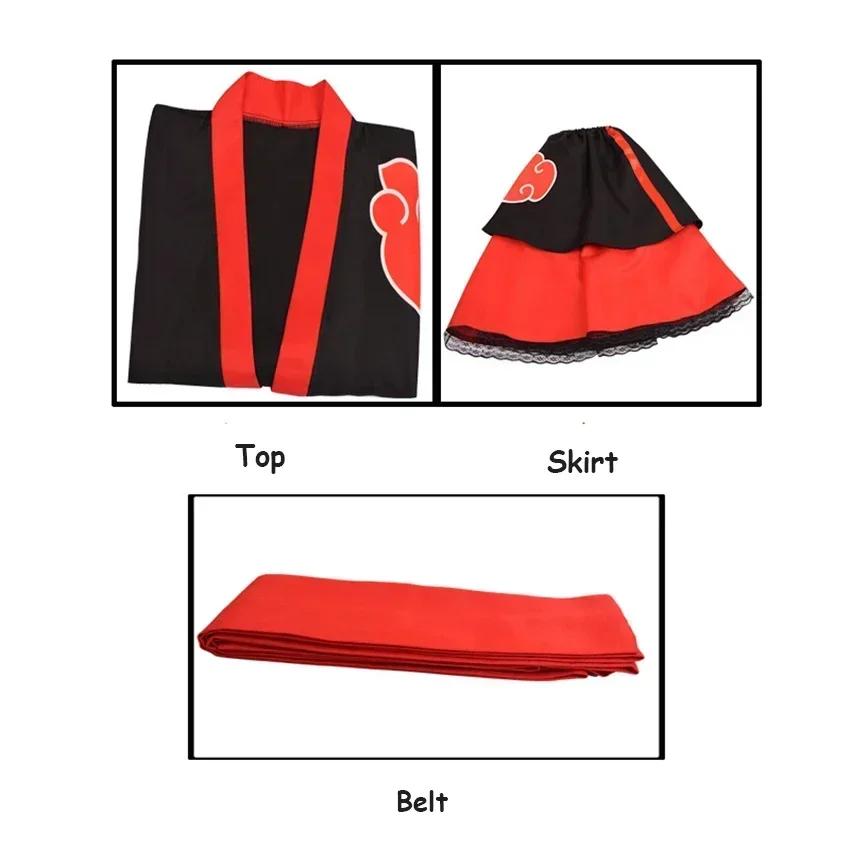 Nuovo Kimono Anime Cosplay Ninja Vestito Costume di Halloween per Bambina Gonna Completo Festival Carnevale Travestimento Maschera Donna
