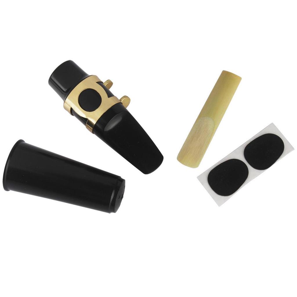 Zestaw ustników do saksofonu altowego: Zestaw 5-częściowy z ustnikiem, klipsem, stroikiem i podkładką na zęby.