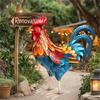 Metal Rooster Statues Outdoor Garden Decor & Chicken Ornaments for Backyard Patio & Lawn Figurines  Lawn Ornaments