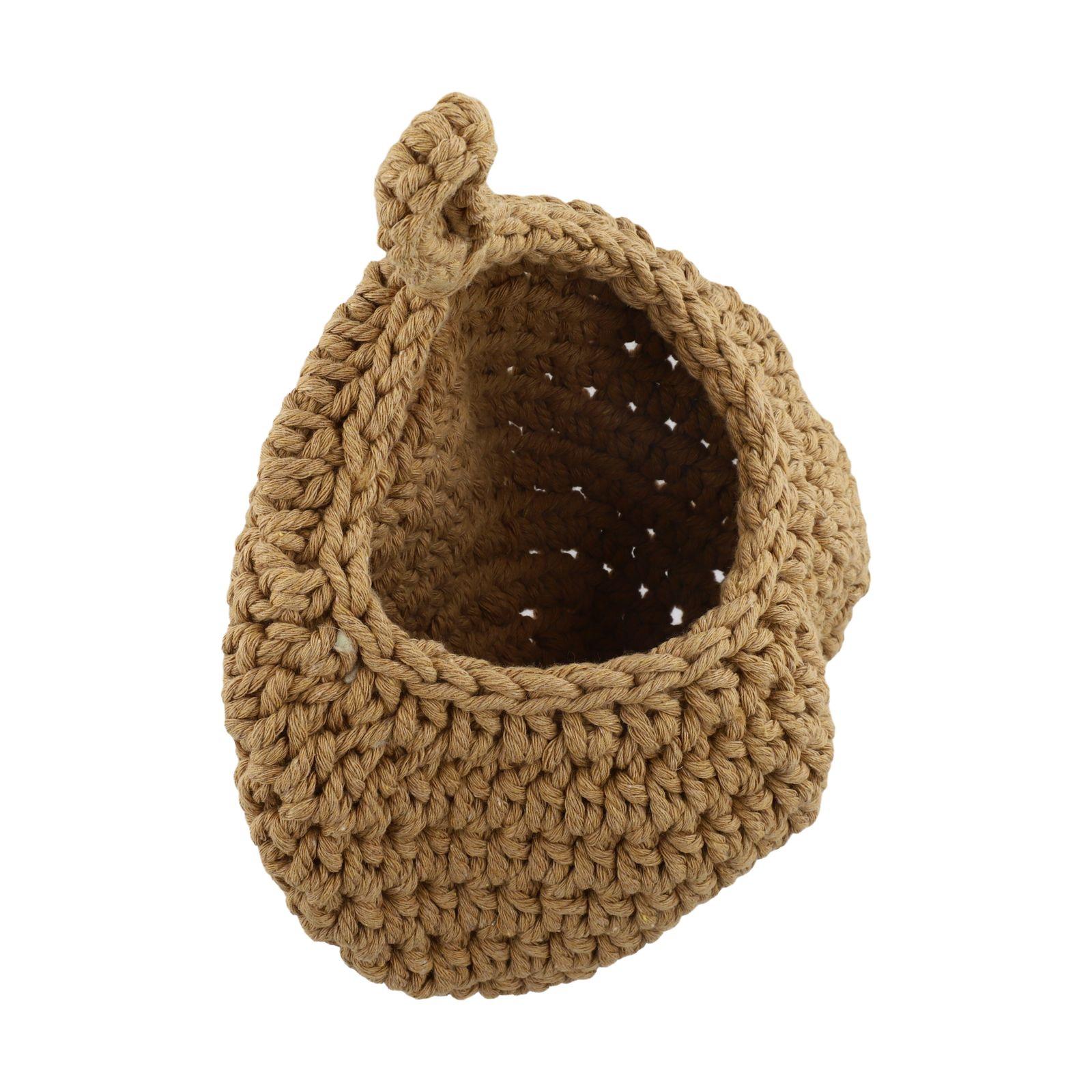 

Handwoven Crocheted Storage Basket Functional Wall Mounted Organizer for Kitchen and Garden Items Eco Friendly Materials
