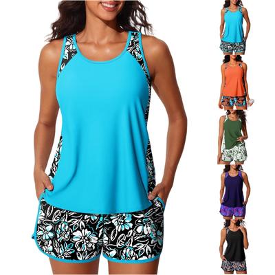 Women's Sports Swimsuit Two-piece Set, Vest , Shorts, Printed