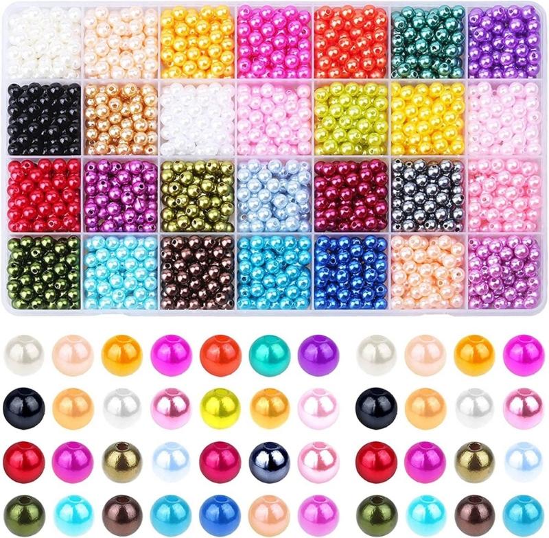 

1960pcs Vibrant Colored Beads Kits Imitation Pearls Beads Colorful Beads Small Round Beads Assortment for Jewelry Maker 1