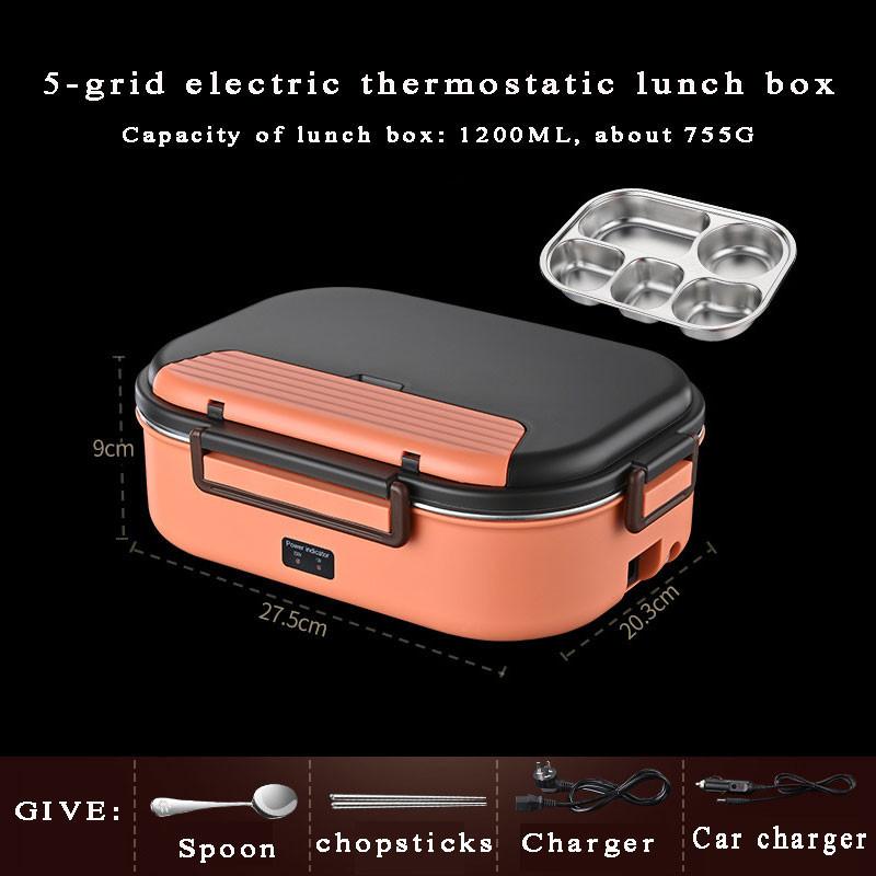 50W Portable Keep Warm Lunch Box with Storage Bag Household Food Grade Stainless Steel Insulation Bento Box 27.5*20.3*9cm
