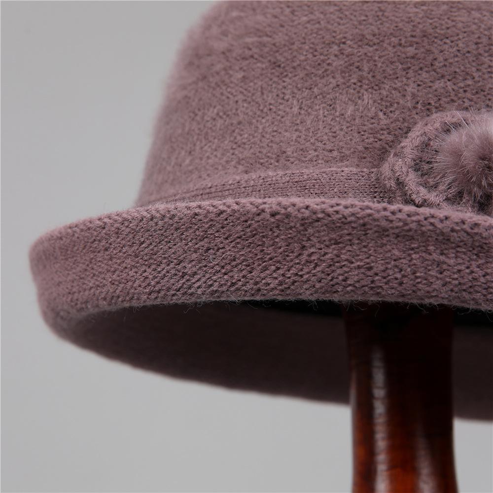 Hat Female God Mother Knitted Bucket Hat Velvet Warm Basin Hat Grandma Wool Hat Cold Proof