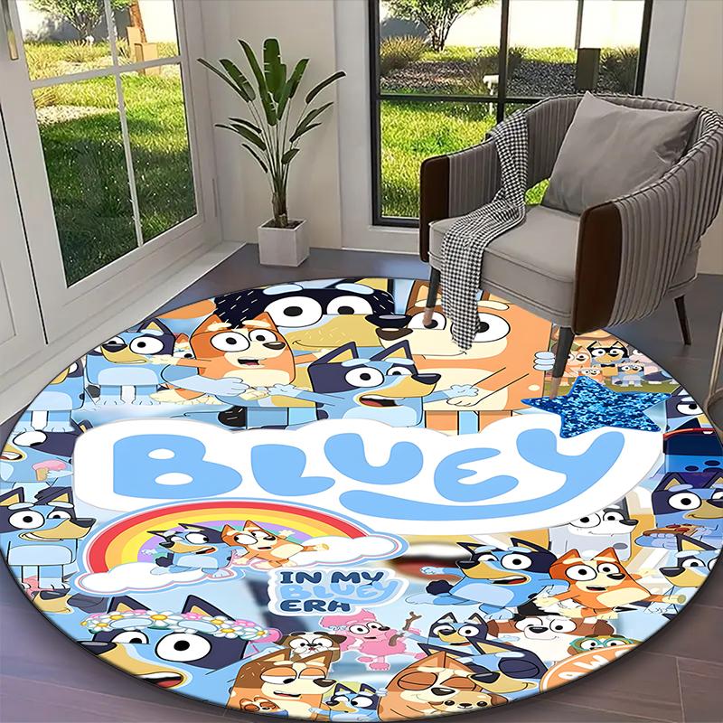 1pc Bluey Rug, Comfortable Printed Home Round Carpet, Cozy Office Chair Rug