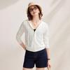 Women's Mulberry Silk Jacquard Hooded Zip Cardigan