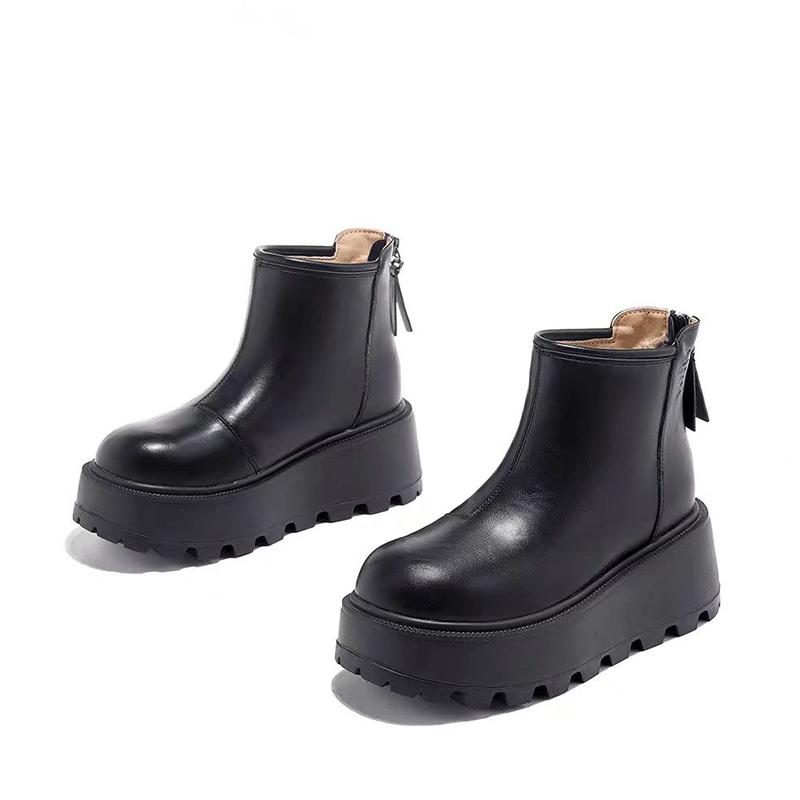 Botines de Plataforma para Mujer de Cuero Tacón Medio Zapatos de Diseño Tendencia 2025 Invierno Gótico Gladiador Clásico Motocicleta Botas De Mujer