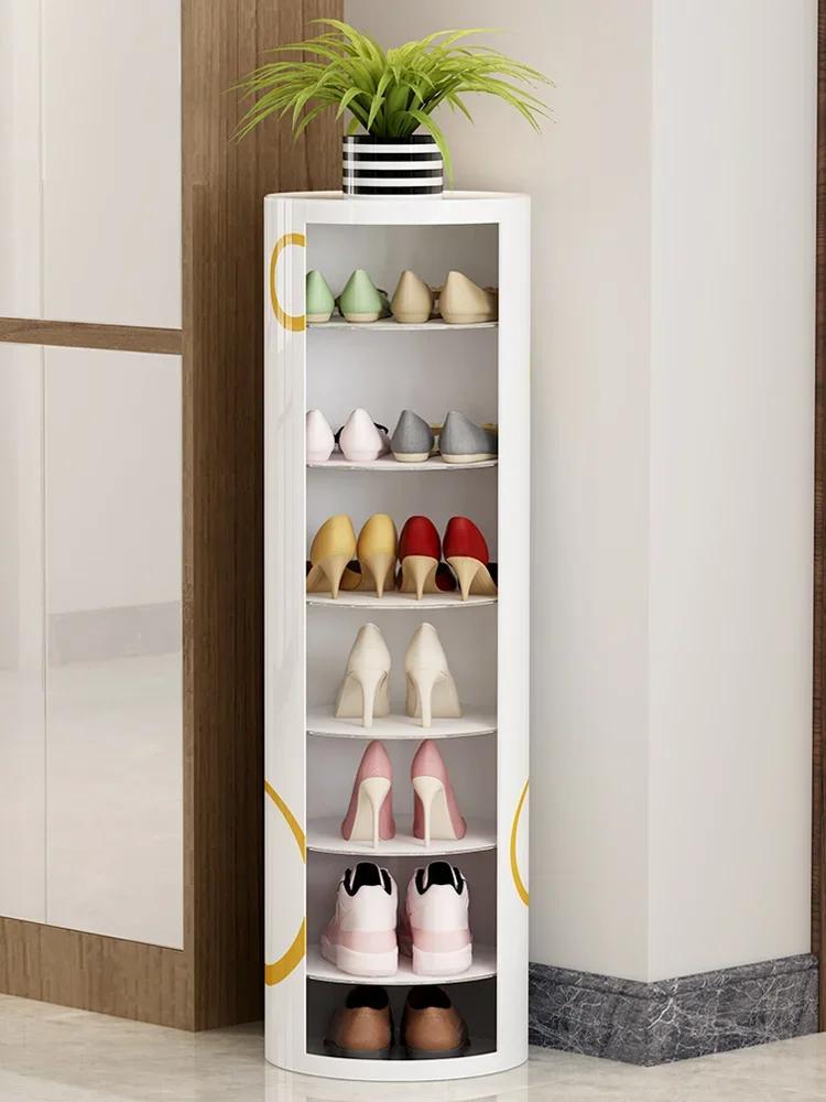 Rotate Open Metal Shoe Rack Creative Round Land Type Shoes Cabinet Storage Living Room Furniture Decor Porch Cabinet Home Decor