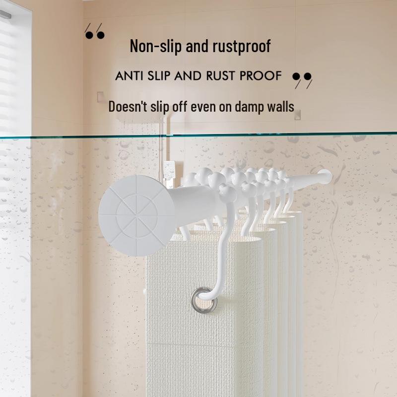 Universal No-Punch Shower Curtain & Clothes Drying Rod