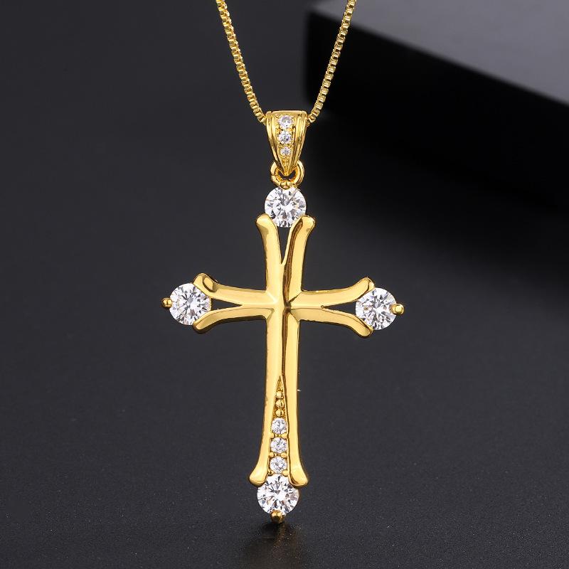 European and American Fashion Zircon Jewelry Cross Pendant Simple Diamond Love Necklace Women's Necklace