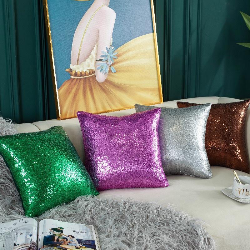 1Pcs Glitter Solid Color Gradient Pillow Cover Living Room Bedroom Sofa Cushion Cover Spring Festival Home Decor Pillow Case