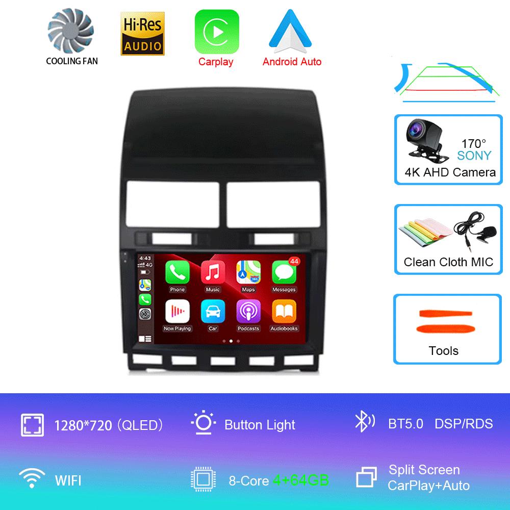 Car Radio Android 14 Carplay Auto For Volkswagen Touareg GP 2002 - 2010 Navigation GPS Multimedia Player Stereo Video wifi+4G BT