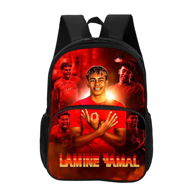Travel Large Capacity Knapsack L-Lamin Yamal Students Kids Football Star School Bag with Front Pocket Backpack Sports Bookbag