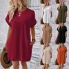 European and American Casual Batwing Sleeve Dress with Invisible Pockets (2024)