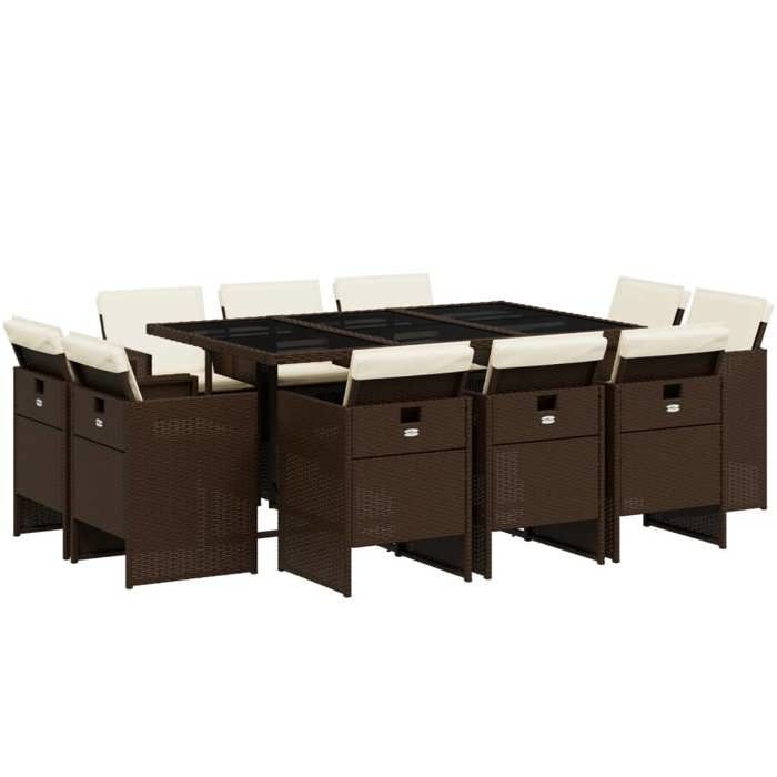VidaXL Garden Dining Set with Cushions 11 Pcs, Patio Table and Chair, Patio Furniture 3210669