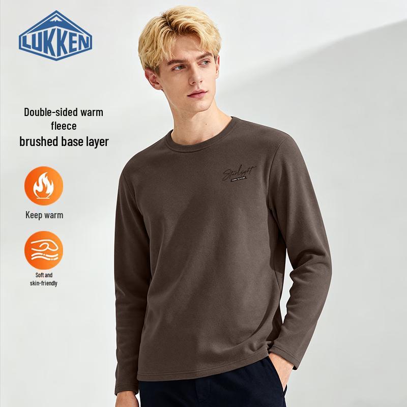 LUKKEN Men s Thickened Double-Sided Fleece Thermal Long-Sleeve T-Shirt 4XL