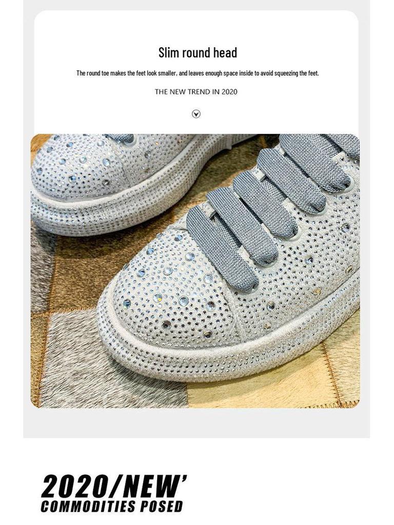 Women's 2024 European Rhinestone Dad Shoes - Thick-Soled Casual Platform Sneakers
