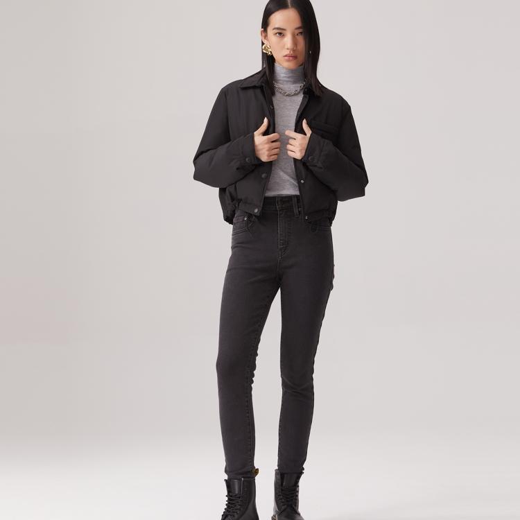 Levis Locker Einfarbig Bequeme Kurze Daunenjacke Damen Oberbekleidung Schwarz 002I7-0001