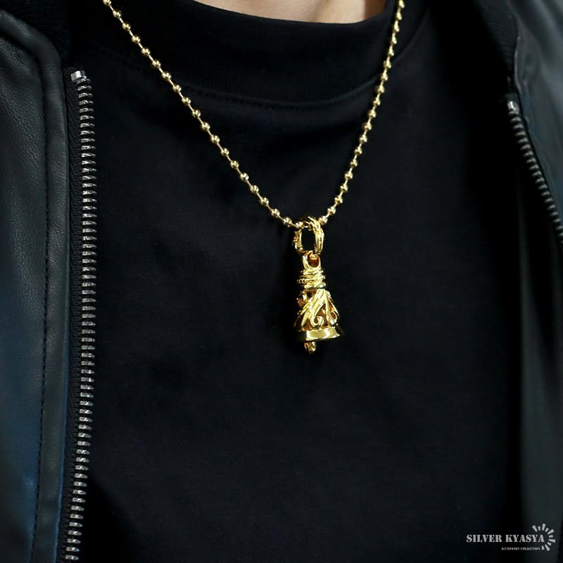 Stainless Steel Bell Arabesque Double Crane Bell Silver Bell 18k Arabesque Ball Chain [silver KYASYA] Necklace, Necklace, Pendant, Gp,