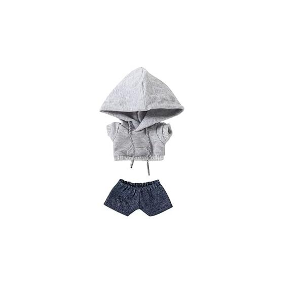 Stuffed clothes-stuffed toy-clothes-10cm hoodie-denim pants-doll (gray, 10cm)