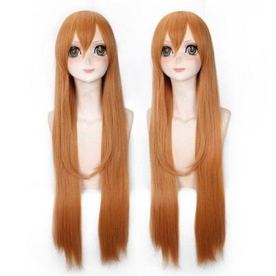 100 cm Anime Himouto! Perruque de cosplay Umaru-chan Doma Umaru, cheveux longs et raides, orange clair, 80 cm, pour Halloween