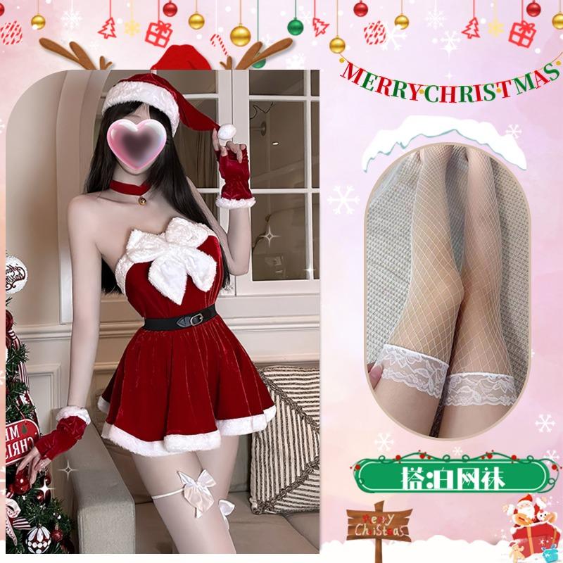 Christmas Suit Dress Sexy Autumn and Winter Cos Premium Christmas New Dress Tutu Skirt Temperament Socialite Fat M