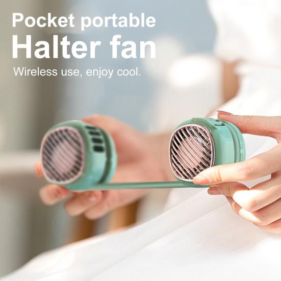 Leafless Hanging Neck Fan Digital Display 5 Speeds 360-Degree Strong Airflow Rechargeable Portable Lazy Neckband Fan