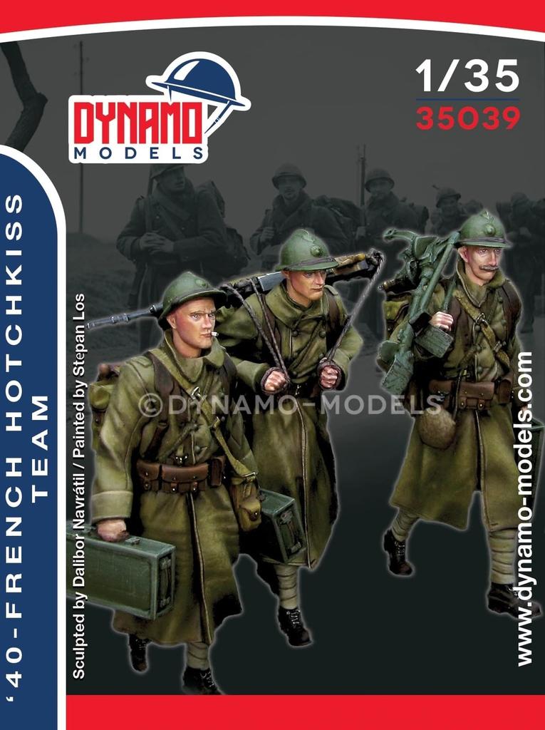 Dynamo Models 1/35 French Hotchkiss Machine Gun Team, 1940, 3-Piece Resin Kit, DYN35039 (Personnel)