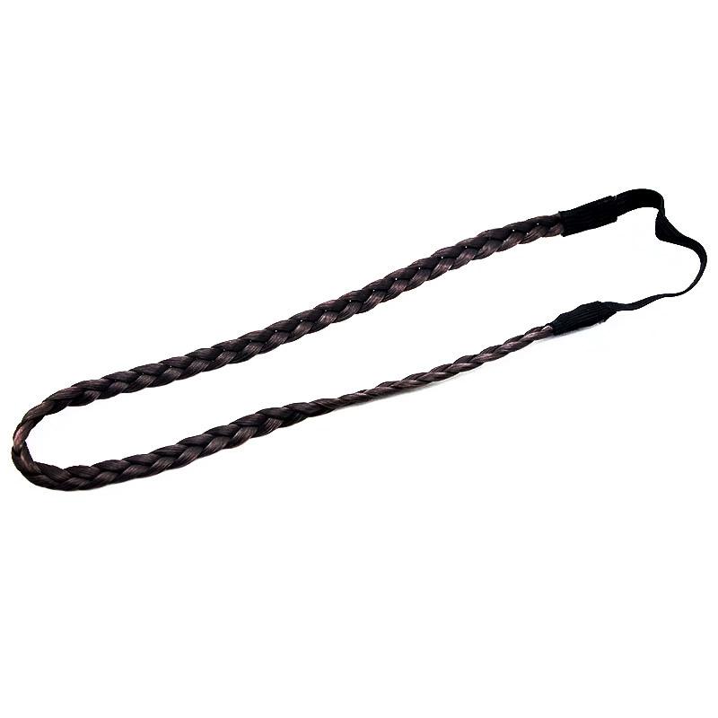 1Pc Headwear Elastic Hair Accessories Personality Plaited Headband Fashion Simulation Synthetic Hair Double Braided Hair Band