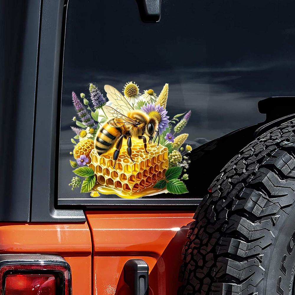 QT2316#15cm Bee Vinyl Sticker,Irregular Shape, Cartoon Design, Suitable for Cars, Laptops, Trucks, Motorcycles, Windows