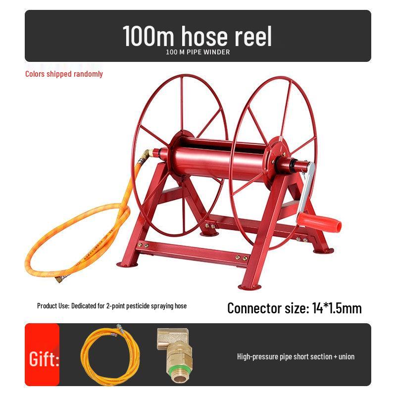 Wall-Mounted Hose Reel: Agricultural Sprayer Pipe Storage and Retrieval Rack