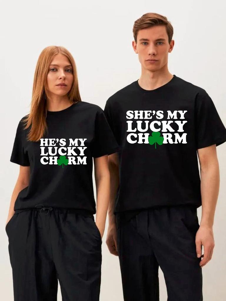 My Lucky Charm St Patrick's Day Couples Matching Gift For Him Graphic T-Shirt